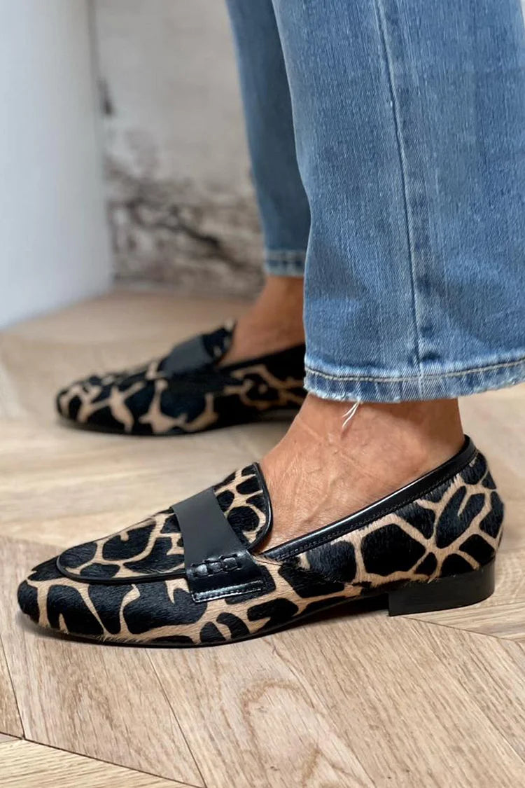 Alecia Loafers – Komfortable Ko Print Loafers til Kvinder
