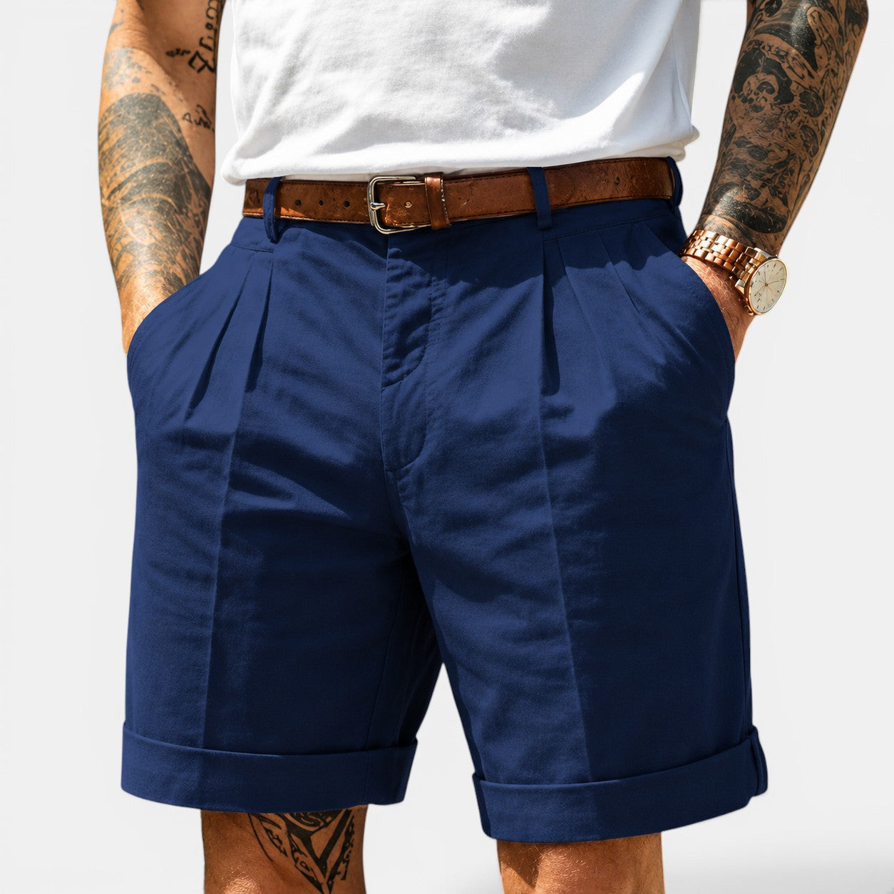 Belcien Linned Shorts Herre – Afslappede Sommershorts i Hør