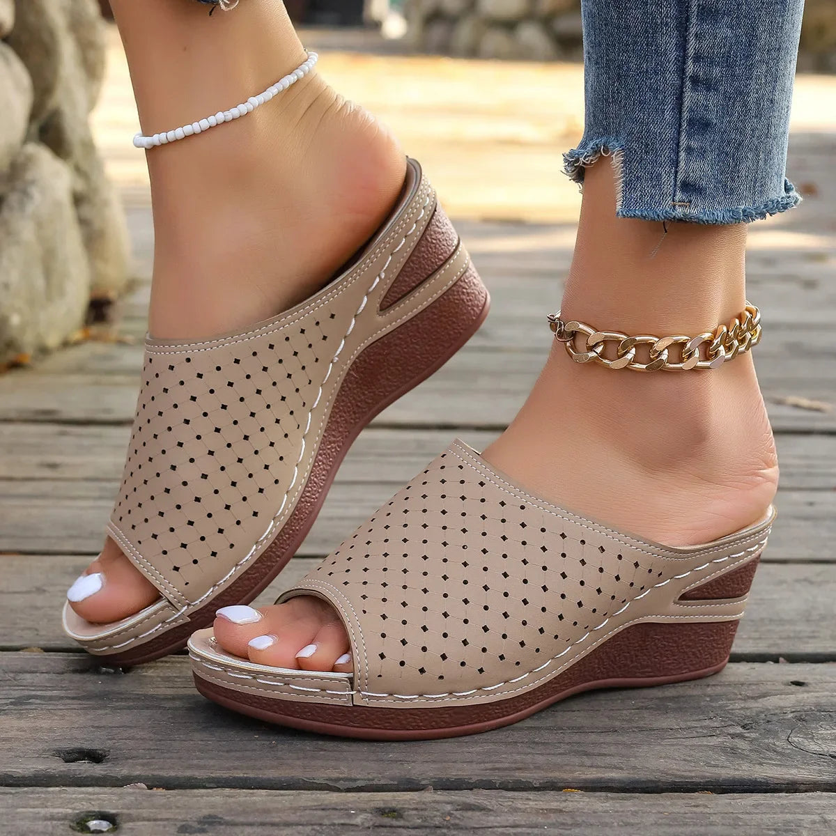 Virelle Sandaler med Hæl – Komfortable Slip-On Sandaler Dame