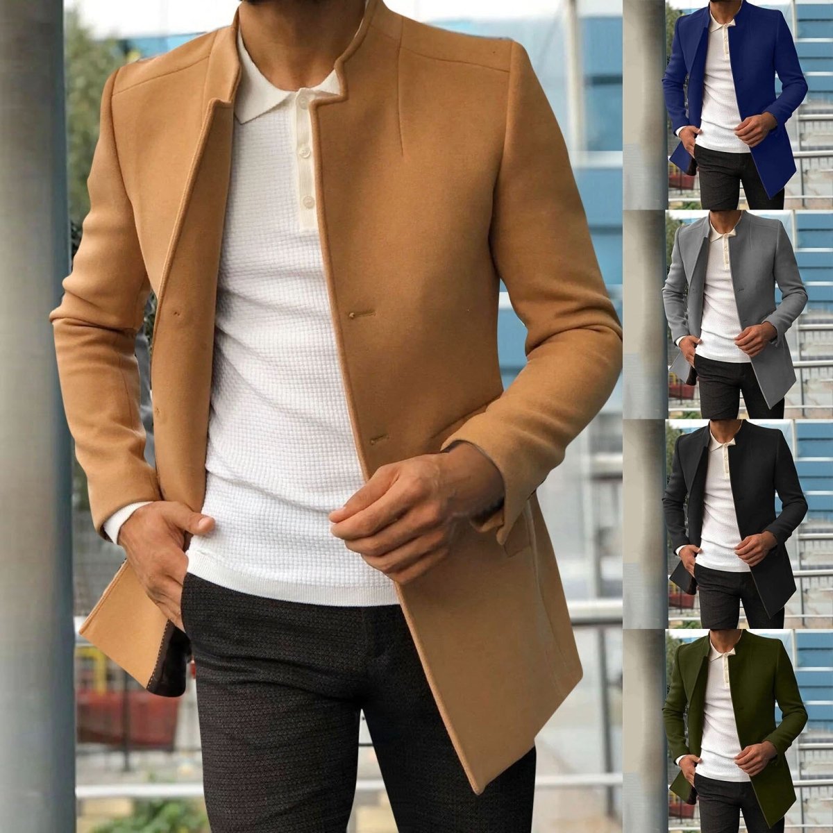 Elegant Overgangsfrakke Herre – Minimalistisk med Ren Silhuet