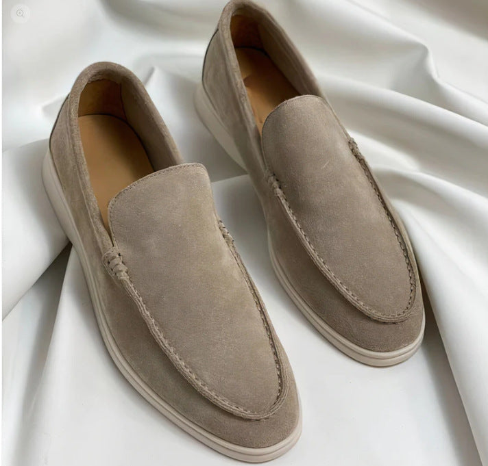 Loafers Herre i Velour-Look – Mokkasin Syning med Gummisål