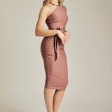 Dolly Bodycon Cocktailkjole – One Shoulder i Rosy Brown