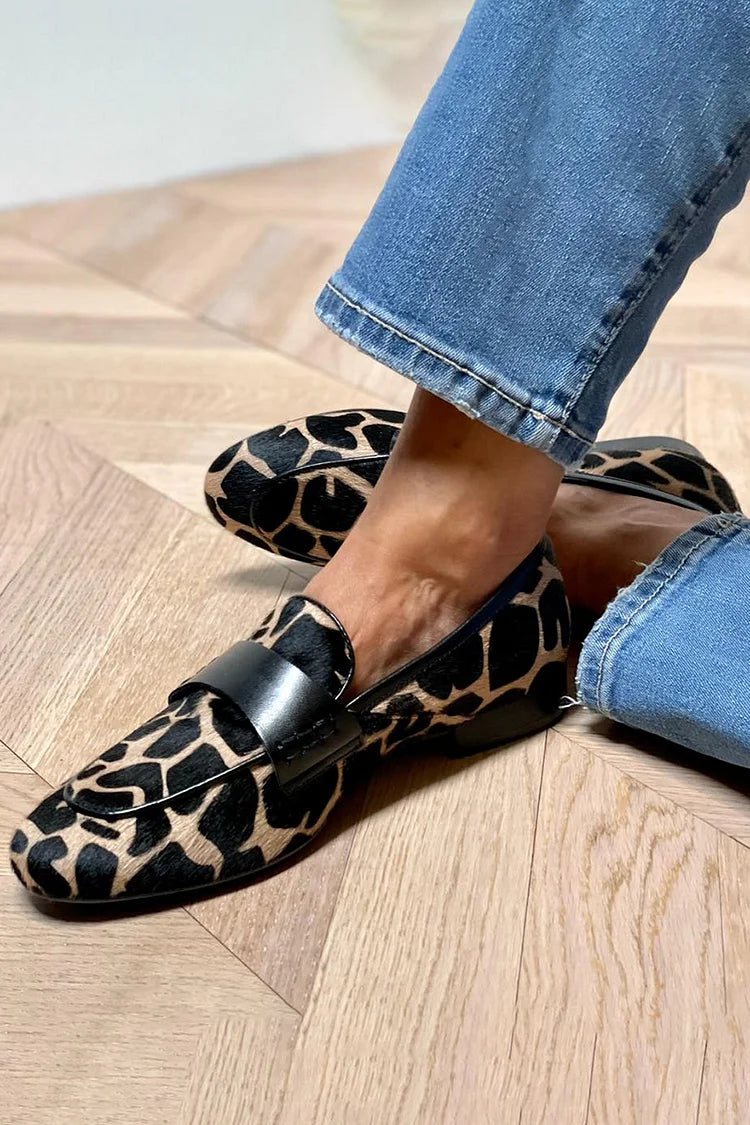 Alecia Loafers – Komfortable Ko Print Loafers til Kvinder