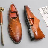 Mocassins unisexes à dessus texturé, bout rond et talon plat