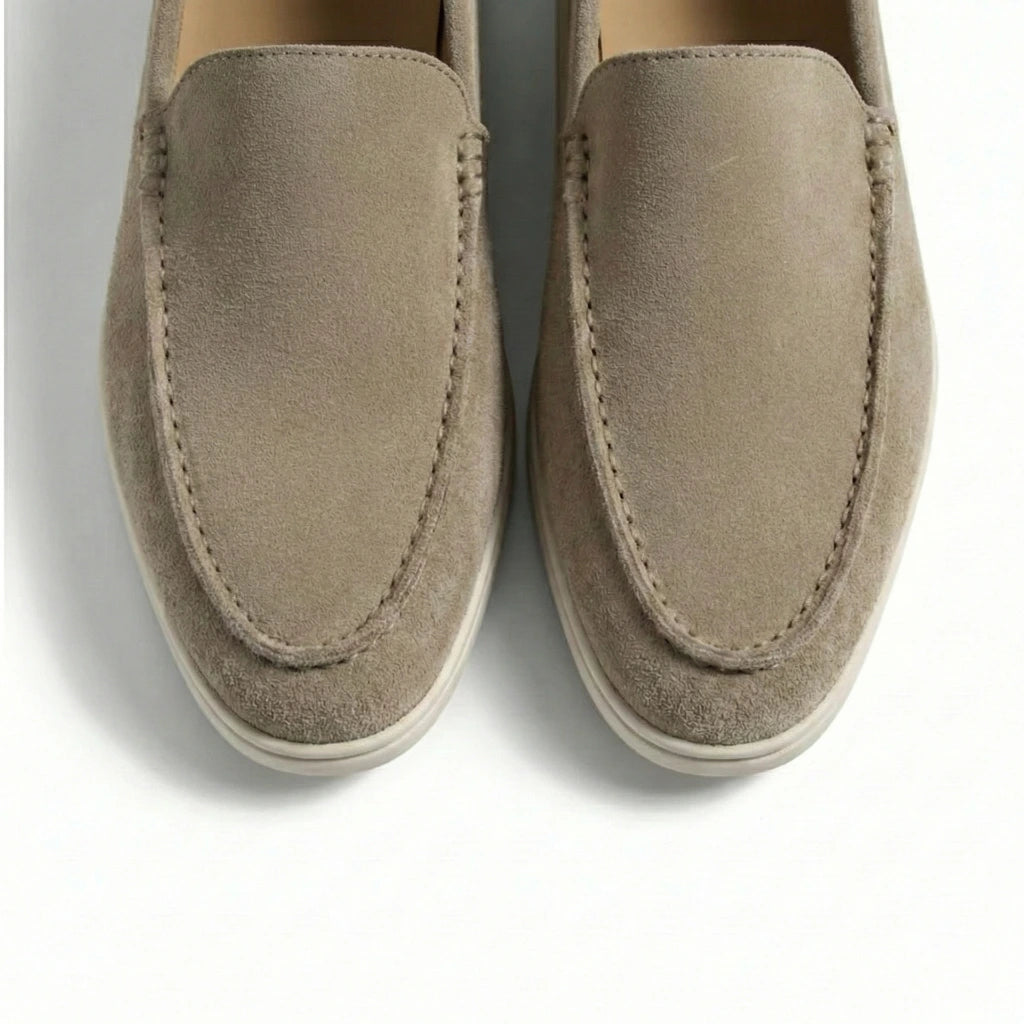 Loafers Herre i Velour-Look – Mokkasin Syning med Gummisål