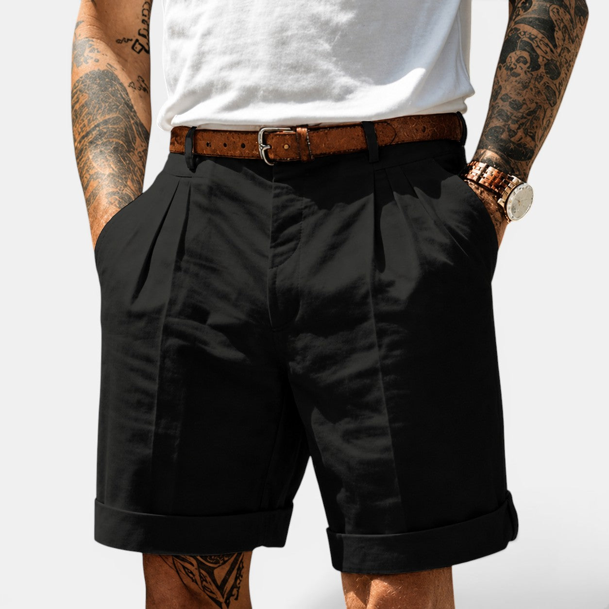 Belcien Linned Shorts Herre – Afslappede Sommershorts i Hør