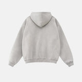 Unisex hættetrøje med lynlås, hætte og grafisk brystmotiv