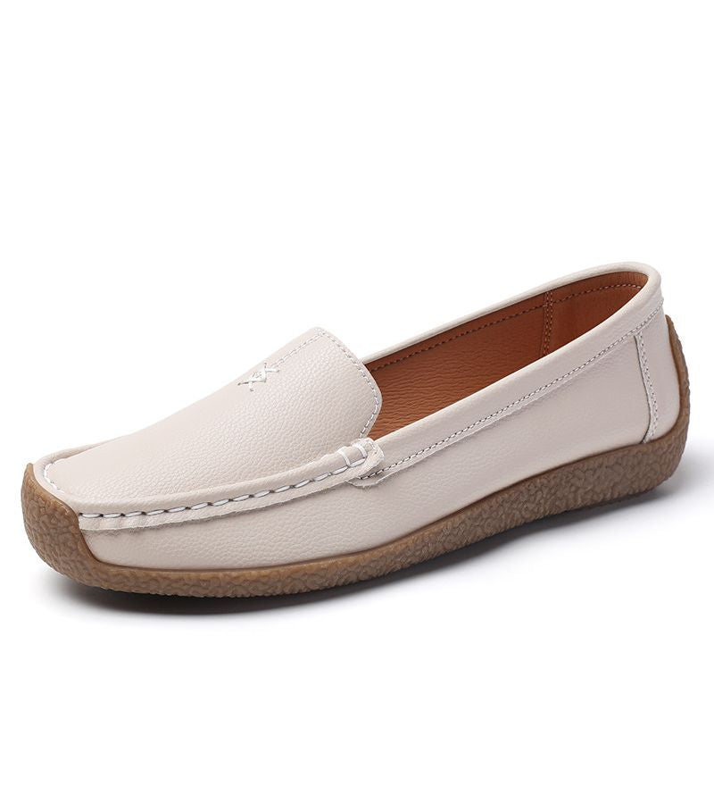 Mocassins femme à surpiqûres contrastées et semelle plate