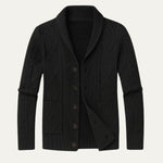 Herre cardigan med sjalskrave, knapper, lommer og strikket struktur