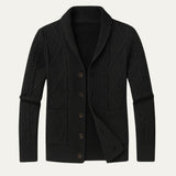 Herre cardigan med sjalskrave, knapper, lommer og strikket struktur