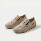 Sneakers med snørebånd, sidelukning med lynlås og flad sål