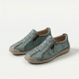 Sneakers med snørebånd, sidelukning med lynlås og flad sål