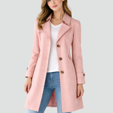 Dame trenchcoat med reverskrave, knapper og lange ærmer