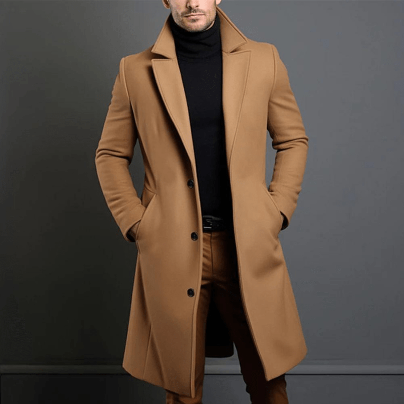 Edward | Herre Lang Vinterfrakke i Trench Stil