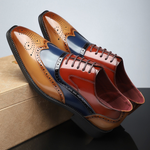 Herre broguesko med wingtip, perforerede detaljer, snørebånd og lav hæl