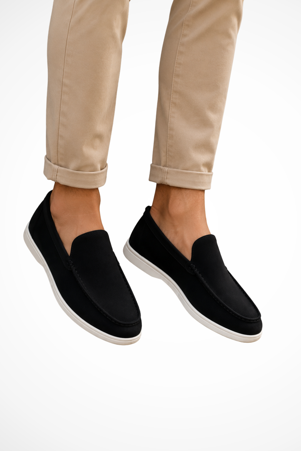 Herre loafers med mokkasinsømme og flad sål