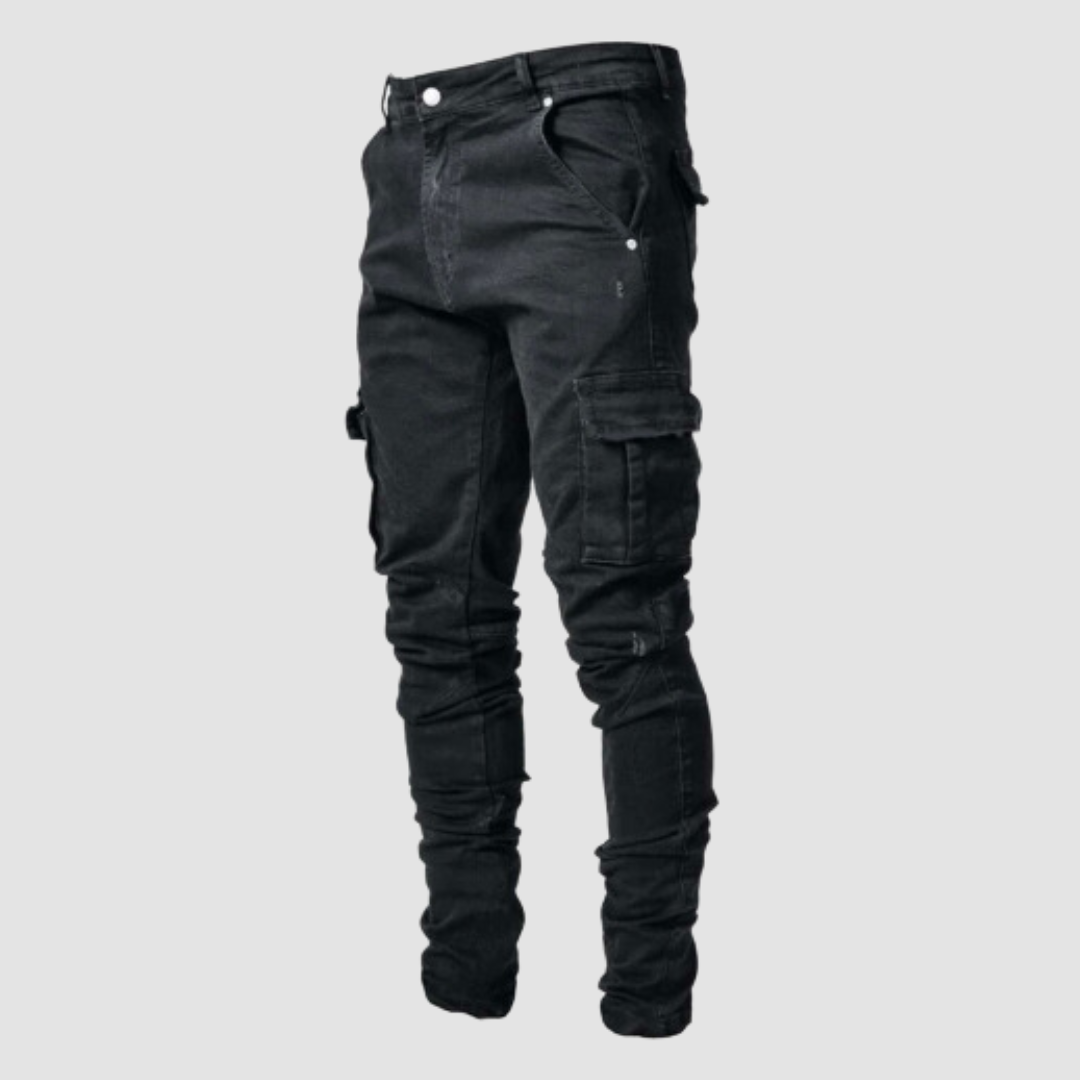 Herrejeans med taperede ben og cargo-lommer