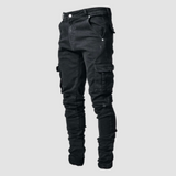 Herrejeans med taperede ben og cargo-lommer