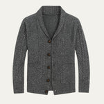 Herre cardigan med sjalskrave, knapper, lommer og strikket struktur