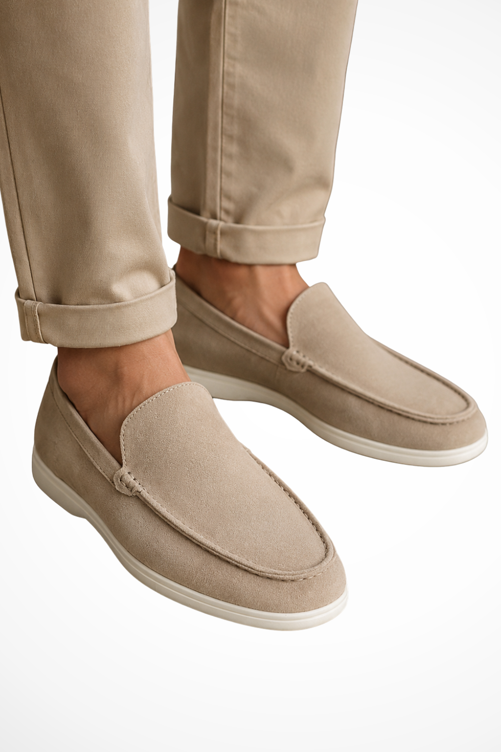 Herre loafers med mokkasinsømme og flad sål