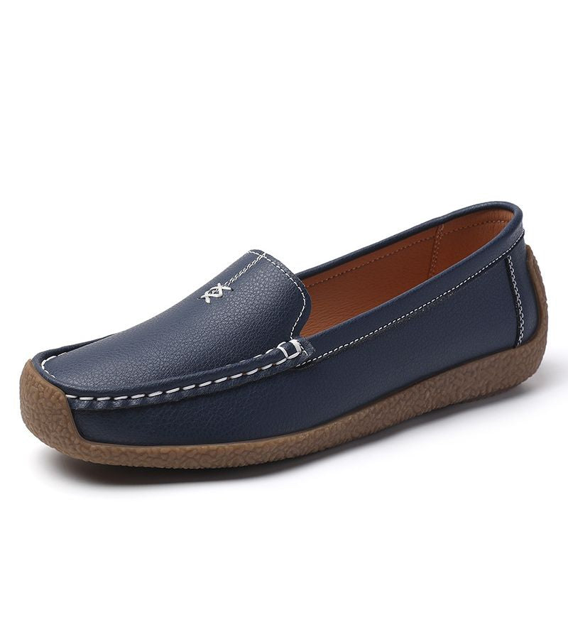 Mocassins femme à surpiqûres contrastées et semelle plate