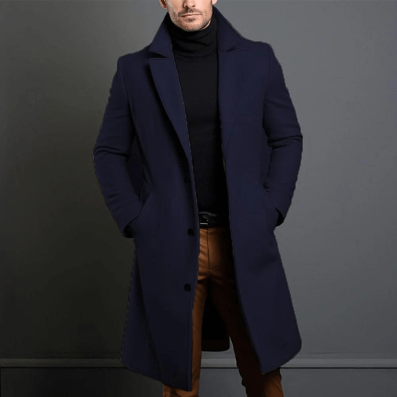 Edward | Herre Lang Vinterfrakke i Trench Stil