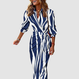 Thea | Elegant Stribet Kjole