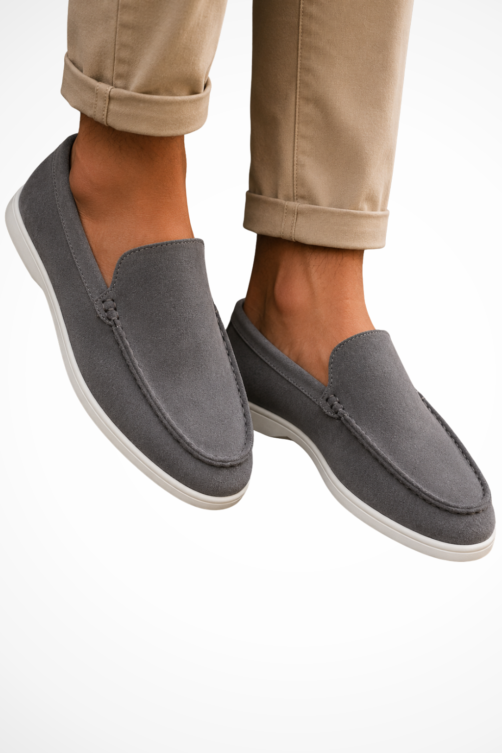 Herre loafers med mokkasinsømme og flad sål