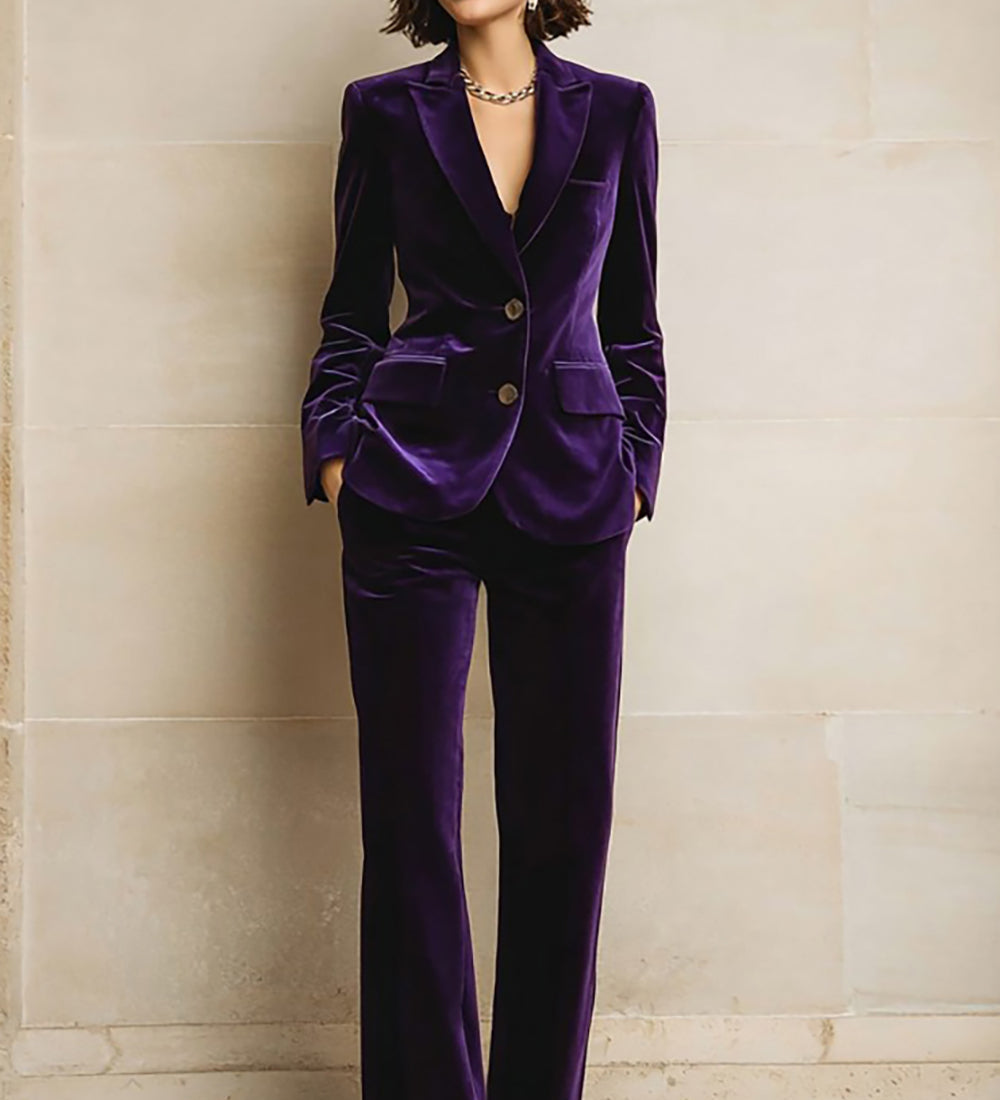 Tailleur pantalon femme avec blazer à revers en pointe