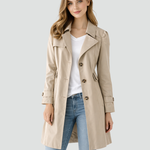 Dame trenchcoat med reverskrave, knapper og lange ærmer