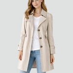 Dame trenchcoat med reverskrave, knapper og lange ærmer
