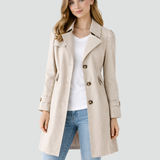 Dame trenchcoat med reverskrave, knapper og lange ærmer