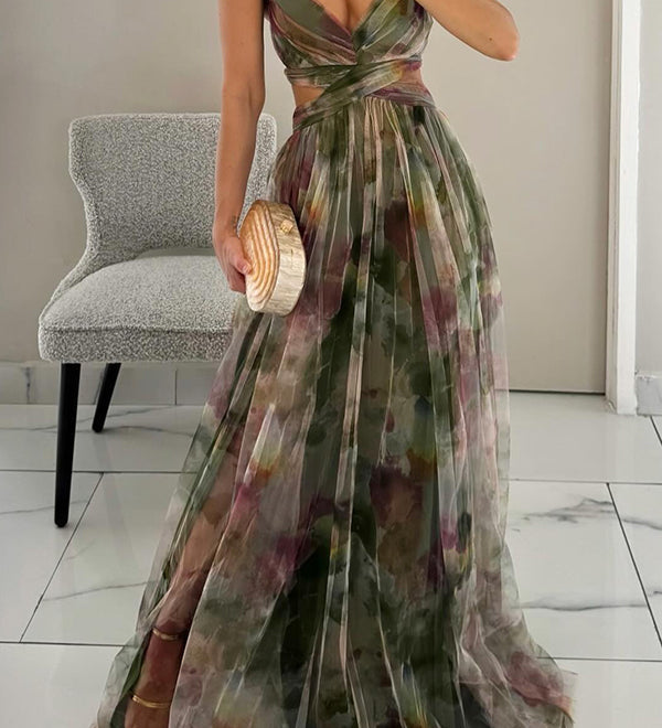 Kvindernes Bryllupsgæst Maxi Kjole | Blomsterstil