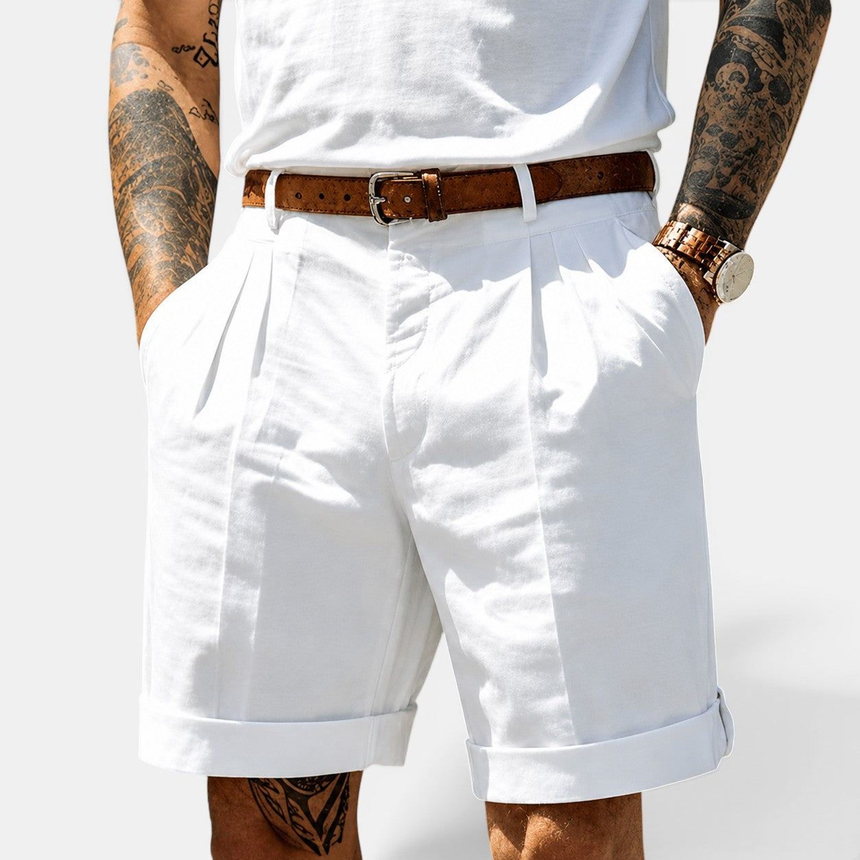 Belcien Linned Shorts Herre – Afslappede Sommershorts i Hør