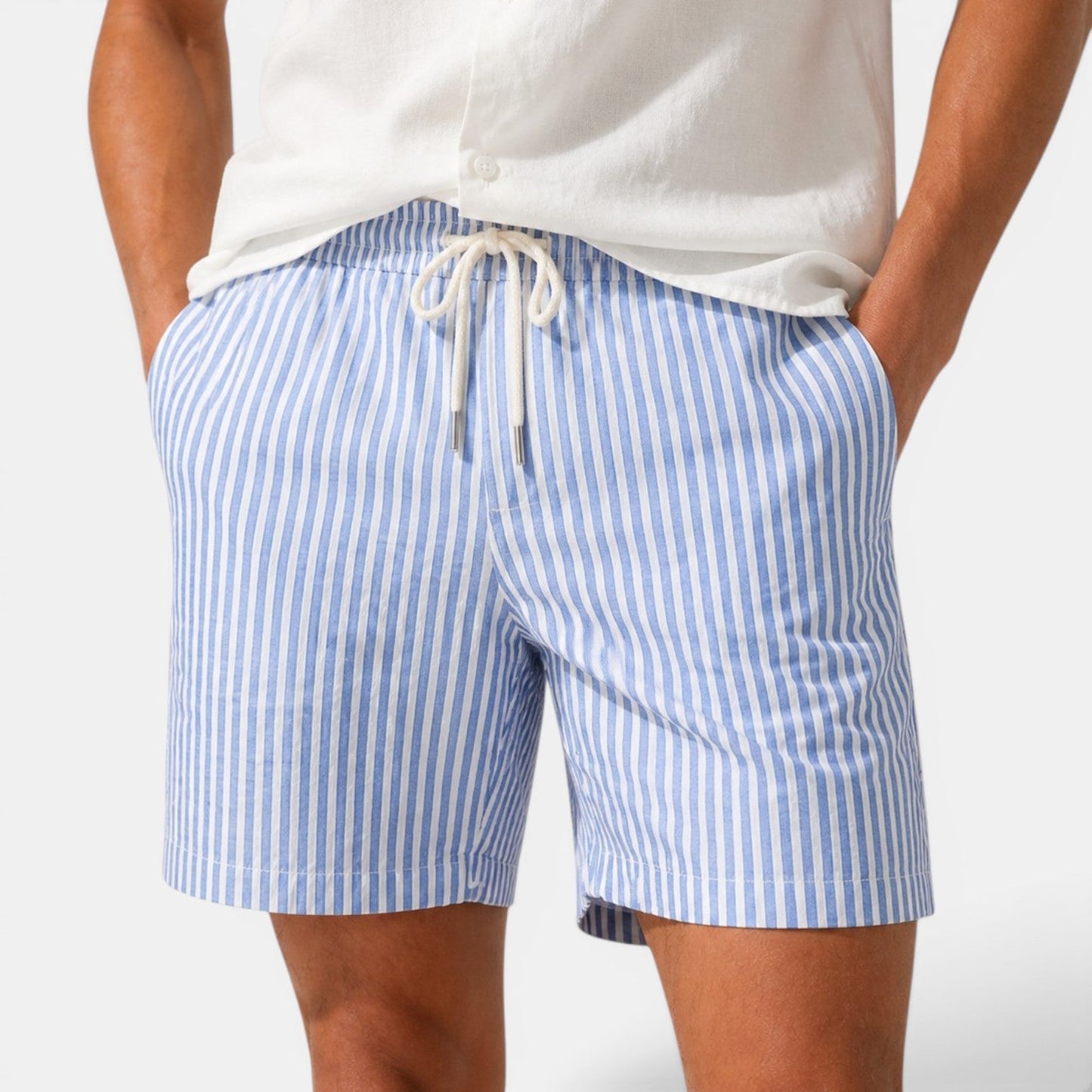 Belcien Stribede Linned Shorts – Hør Sommershorts til Mænd