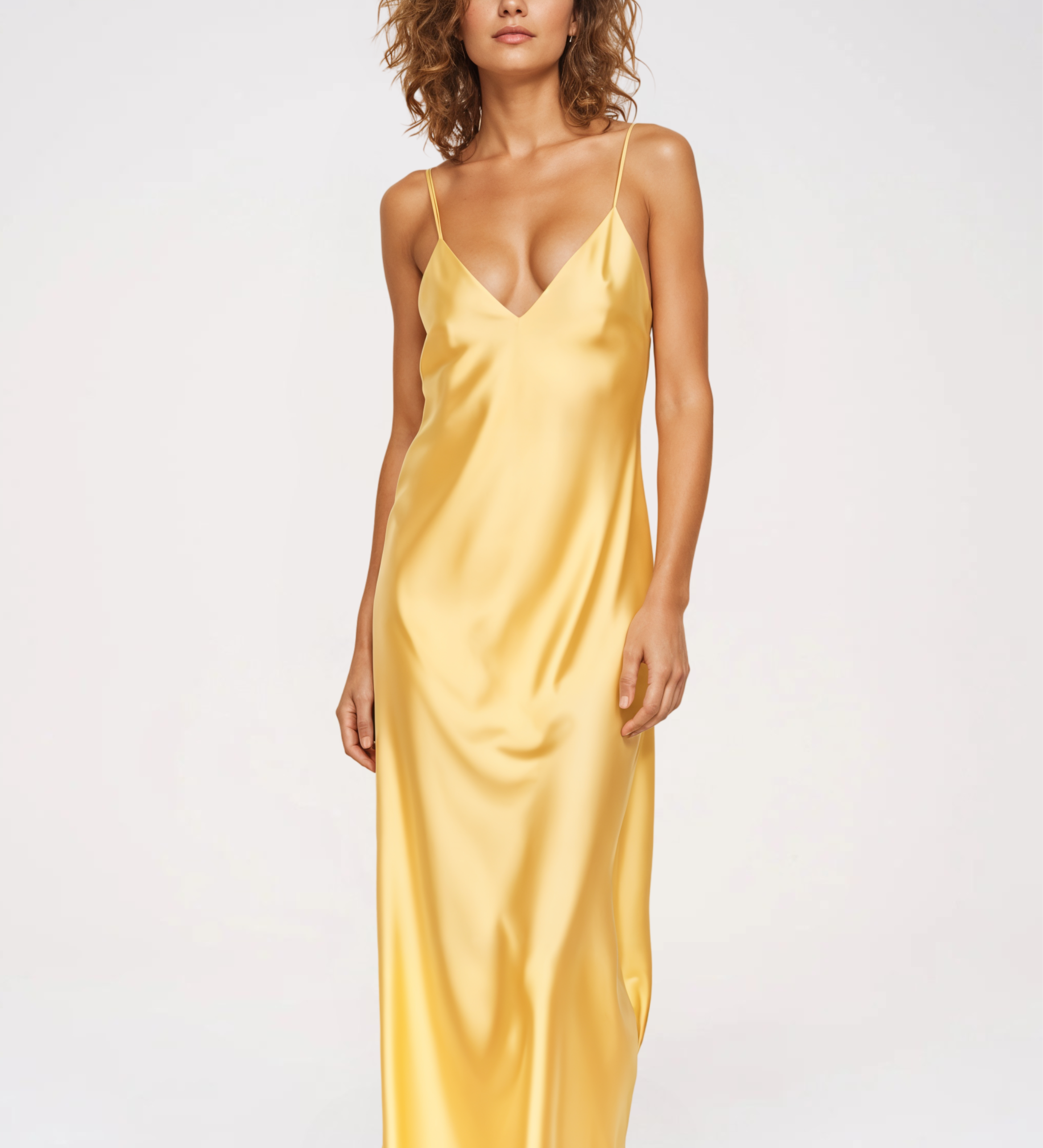 Maxikjole med satinfald – Slip stil med stropper