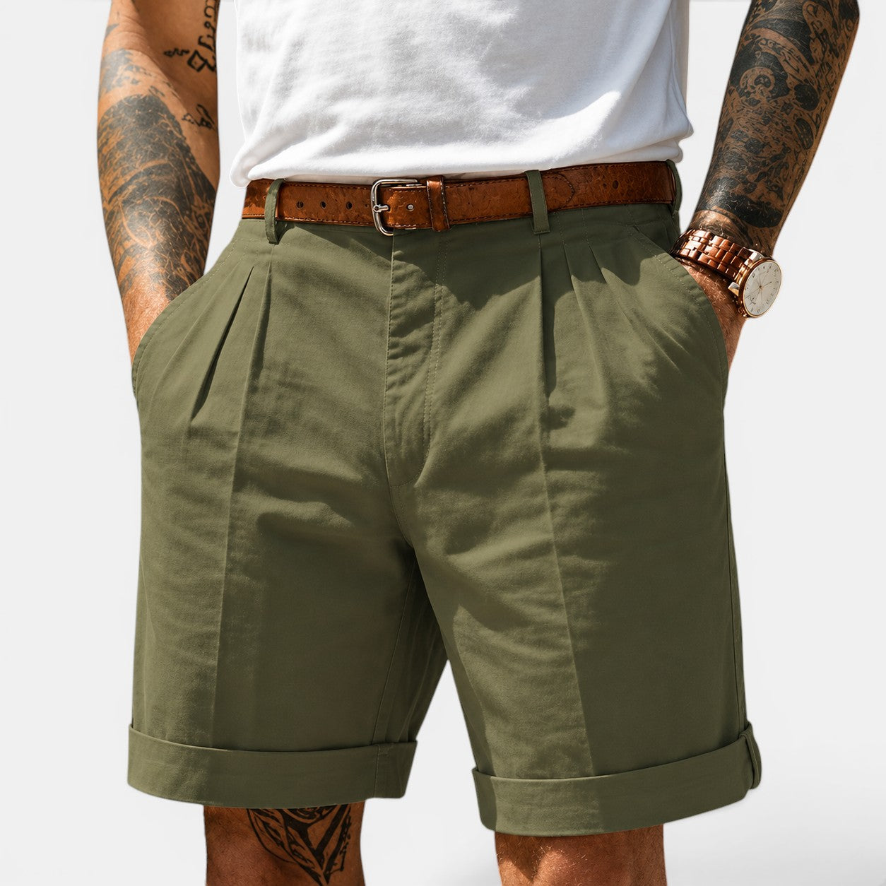 Belcien Linned Shorts Herre – Afslappede Sommershorts i Hør