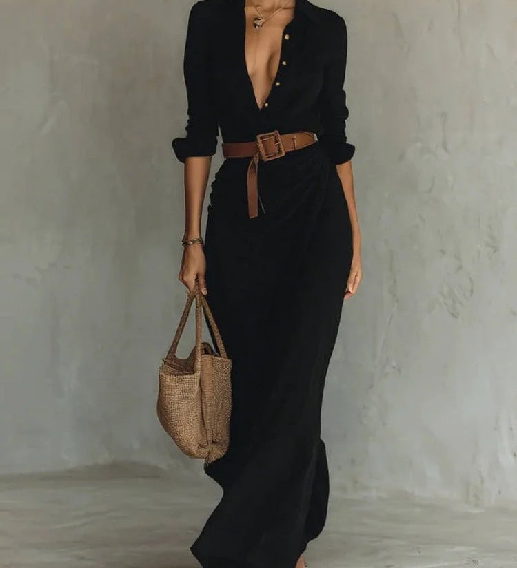 THAMES LAPEL MAXI KJOLE