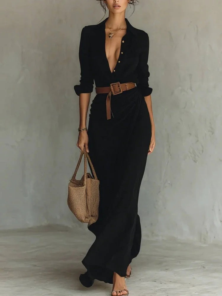 THAMES LAPEL MAXI KJOLE