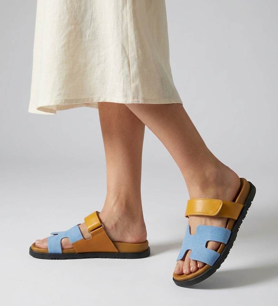 Nerio | Unisex Lædersandaler med Bred Rem