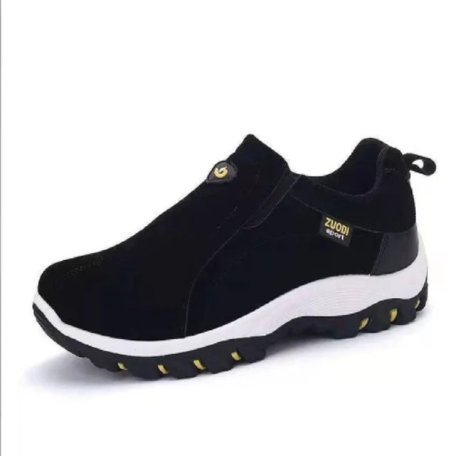 Herre slip-on sneakers i ruskindslook med kontrastsål