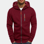 Herre hættetrøje med hætte, lynlås og lynlåslommer