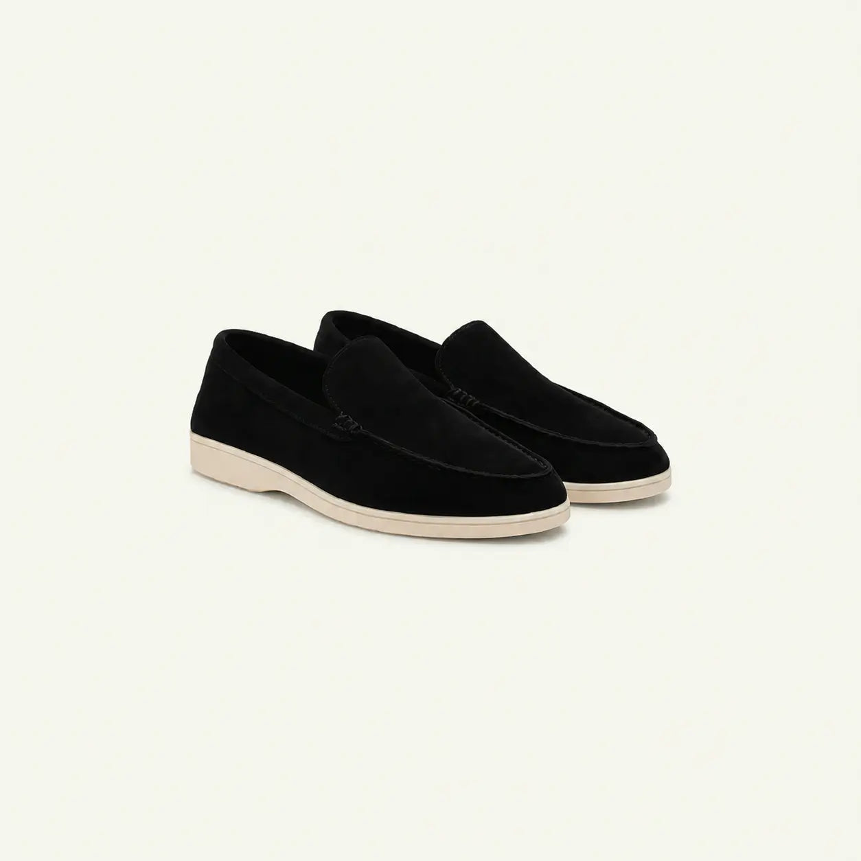 Herre loafers med mokkasinsnit og lys flad sål
