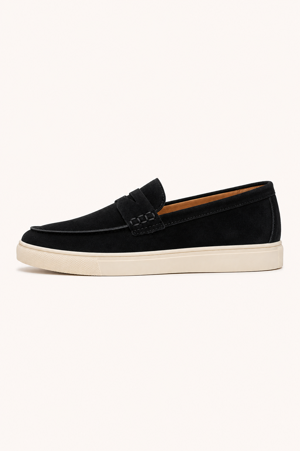 Herre-mokkasiner med pennyrem og flad lys sneaker-sål