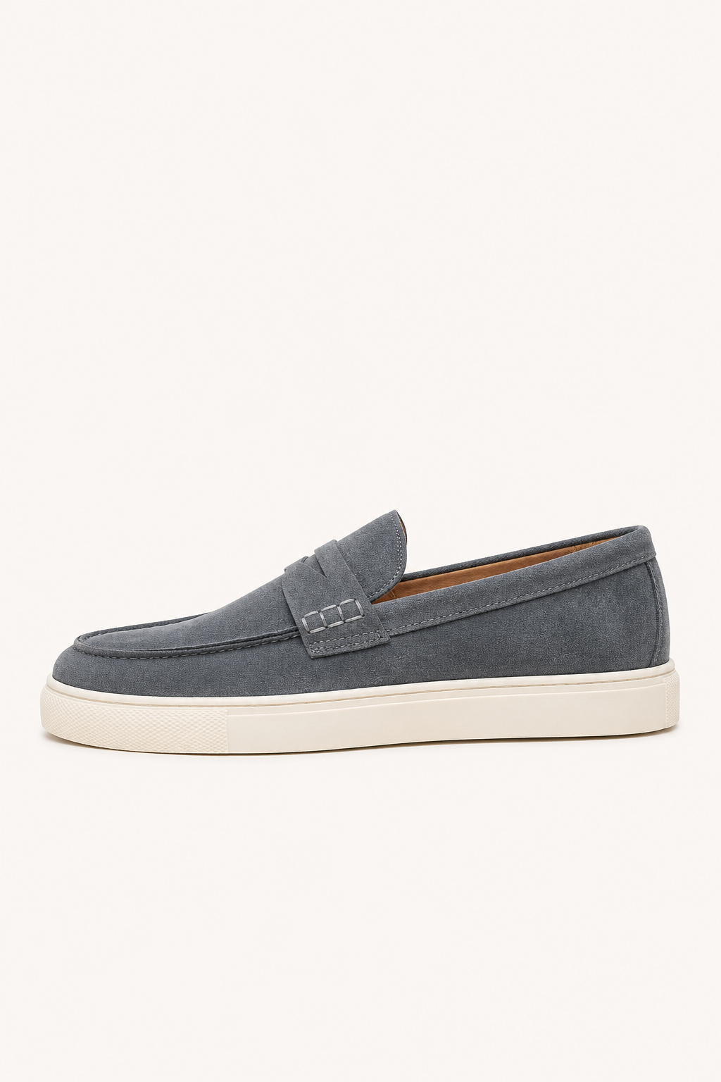 Herre-mokkasiner med pennyrem og flad lys sneaker-sål
