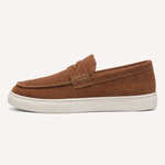 Herre-mokkasiner med pennyrem og flad lys sneaker-sål