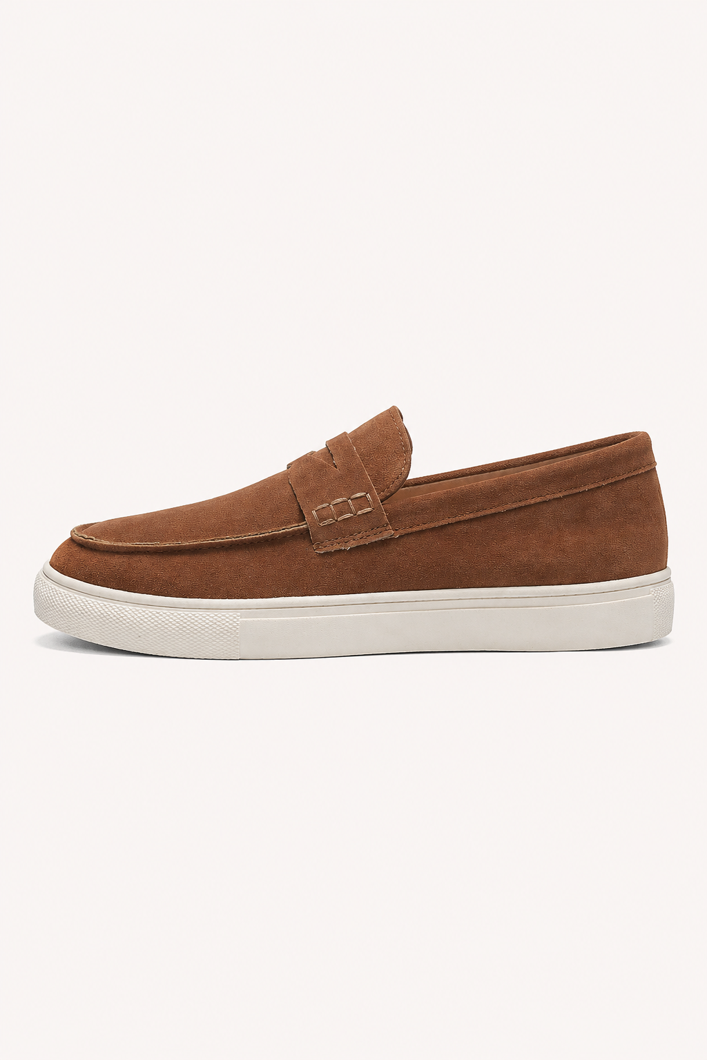 Herre-mokkasiner med pennyrem og flad lys sneaker-sål