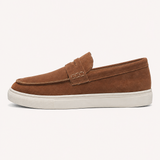Herre-mokkasiner med pennyrem og flad lys sneaker-sål
