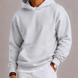 Herrehoodie med hætte, lange ærmer og kængurulomme