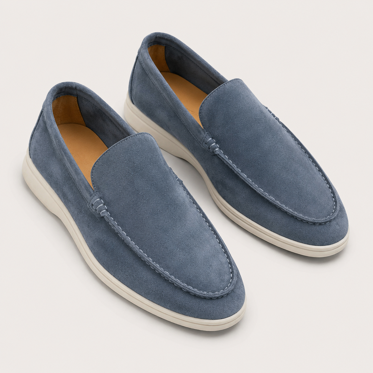 Herreloafers med rund tå og lys sål